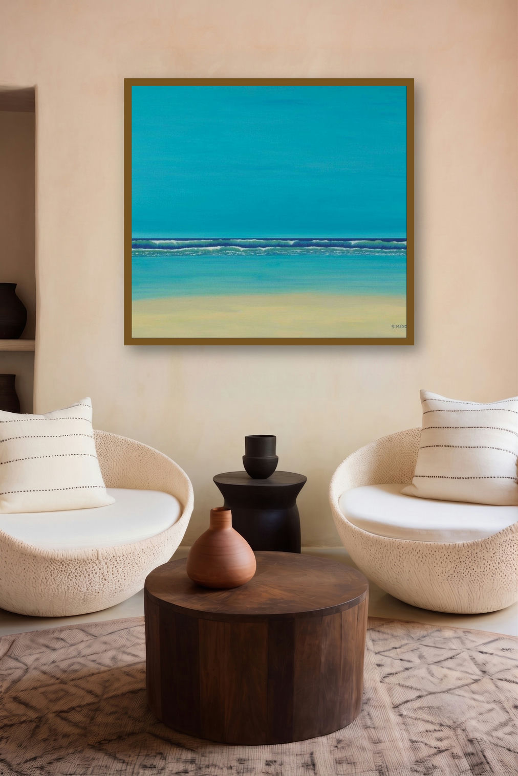 Tranquil (Azure Edge) by artist SIMON MASON displayed in a Contemporary Exhibition gallery