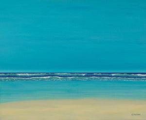 Tranquil (Azure Edge) by SIMON MASON, Print Oil Seascape Painting on Canvas, X-Small Horizontal Wall Art