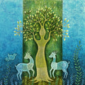 'Tranquility' animals acrylic painting by artist Rashmi Shivhare, 31x31 inch, on canvas