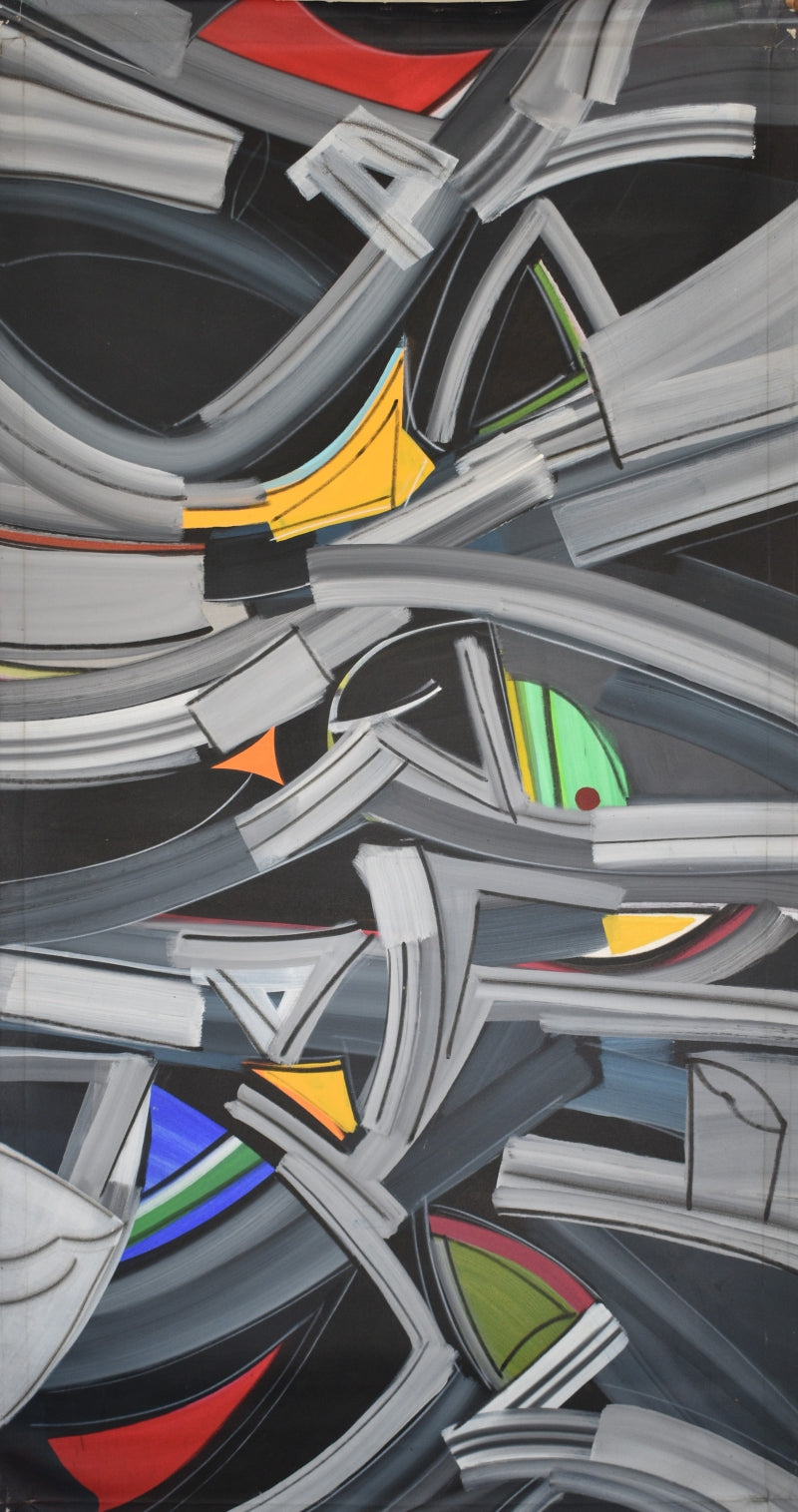 'Transending Forms 3' abstract acrylic painting by artist Amit Kalla, 72x36 inch, on canvas