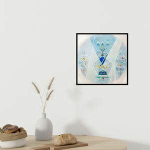 In-situ view of Mahesh Pal Gobra's 'Transformation 1 (The Dance of the Elements)' painting in a room