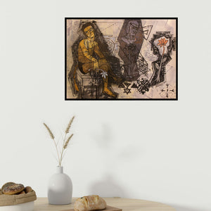 In-situ view of Abhishek Chourasia's 'Transformation Into Self 4 (Fractured Identity)' painting in a room