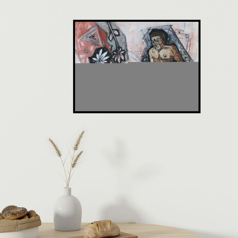 In-situ view of Abhishek Chourasia's 'Transformation Into Self 5 (Contemplation)' painting in a room