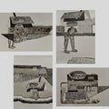 In Transit Stories Of Migration' contemporary ink drawing by artist Ashwin Khapare, 36x36 inch, on paper
