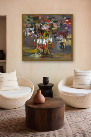 Tree (Urban Roots) by artist Sunil Bambal displayed in a Minimalist gallery