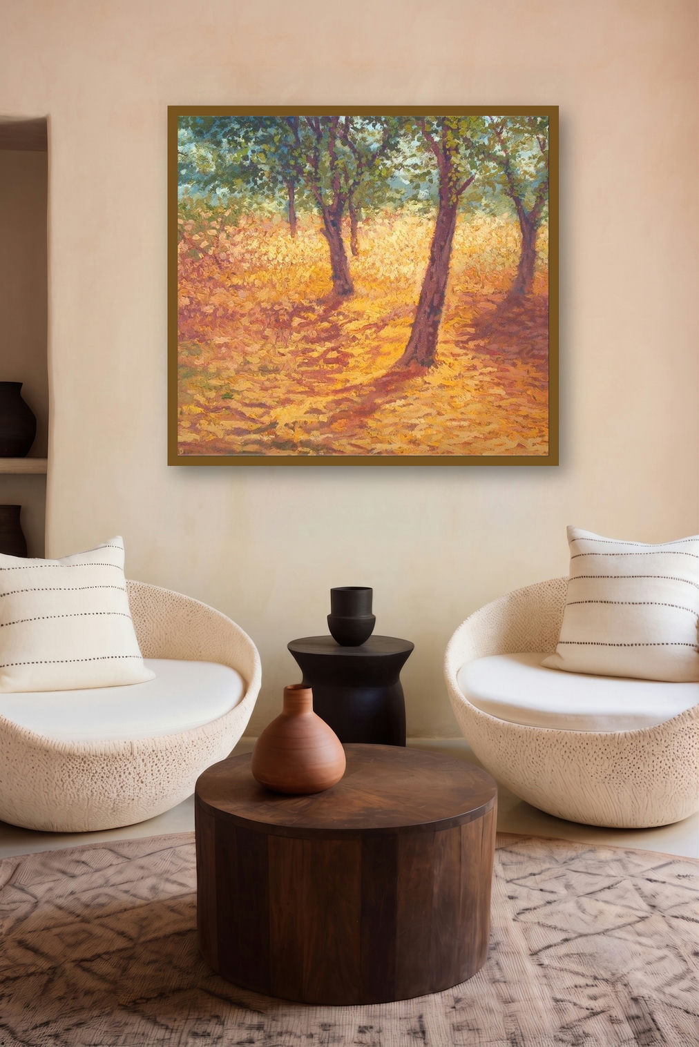 Tree Trunks by artist Fareed Ahmed displayed in a Contemporary Exhibition gallery