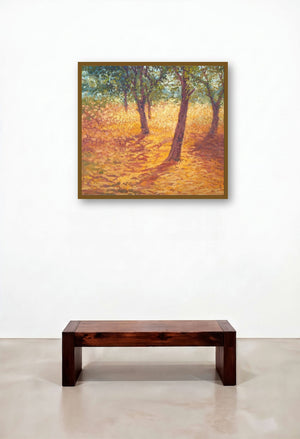 Tree Trunks by artist Fareed Ahmed displayed in a Contemporary Luxury Bedroom