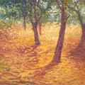 Landscape oil painting titled 'Tree trunks', 18x14 inches, by artist Fareed Ahmed on Canvas Board