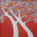 Nature acrylic painting titled 'Treescape 214', 12x12 inches, by artist Bhaskar Rao on Canvas