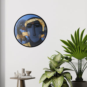In-situ view of Siddharth Shingade's 'Tribal Boy Round' painting in a room