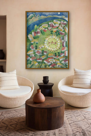Tribal Life (Village Festivity) by artist Arpita Basu displayed in a Boutique gallery
