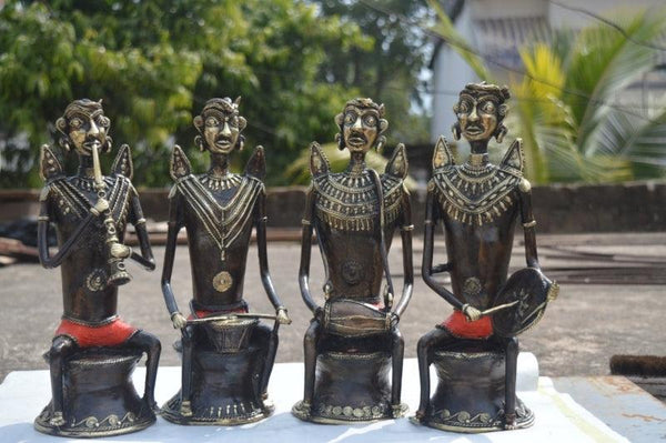 Tribal Musician Set Sculpture by Kushal Bhansali | ArtZolo.com