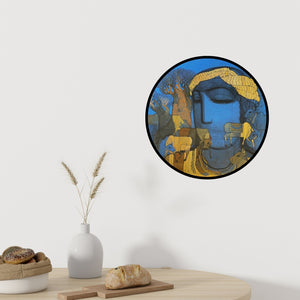 Preview of 'Tribal Series 2' Painting by Siddharth Shingade shown on a wall in a furnished room.