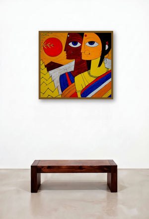 Tribal Women by artist Jiaur Rahman displayed in a Classic Executive Office