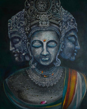 Motivational acrylic painting titled 'TRINITY', 24x18 inches, by artist Sumon Naskar on CANVAS