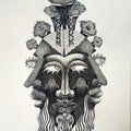 'True Face' contemporary pen-ink drawing by artist Vinay Amber, 12x8 inch, on paper