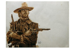 True Grit (Solitude) by Gaurav Dinesh, Original Watercolor Portrait Painting on Paper, Small Horizontal Wall Art