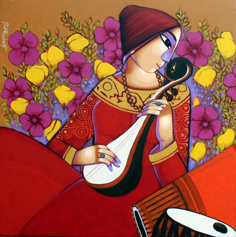 Tune Of Bengal 1' figurative acrylic painting by artist Sekhar Roy, 24x24 inch, on canvas