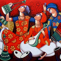 Figurative acrylic painting titled 'Tune Of Bengal', 48x96 inch, by artist Sekhar Roy on Canvas