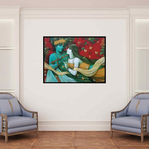 In-situ view of Subrata Das's 'Tune Of Love 1' painting in a room