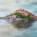 Tungabhadra River Hampi' seascape watercolor painting by artist Rahul Salve, 10x14 inch, on paper