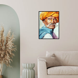 In-situ view of Abdul Salim's 'Turban Man 2' painting in a room