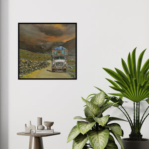 In-situ view of Sumon Naskar's 'Twilight In Ladakh (The Mountain Pass)' painting in a room