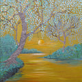 'Twilight Saga' nature acrylic painting by artist Anumitra Basu Mandal, 20x18 inch, on canvas
