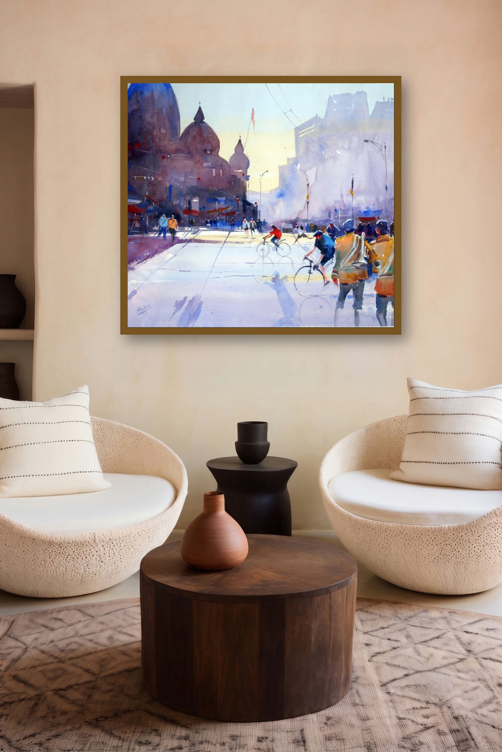 Two Bandwallha by artist Ravee Songirkar displayed in a Minimalist gallery