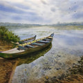 Landscape watercolor painting titled 'Two Boats', 20x14 inches, by artist Niketan Bhalerao on Paper