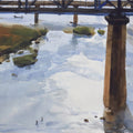 Two Bridges Apart' seascape watercolor painting by artist Prashant Prabhu, 15x22 inch, on archival paper