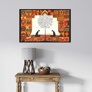 In-situ view of Ishani Pimpalkhare's 'Two Monks (Spiritual Communion)' painting in a room