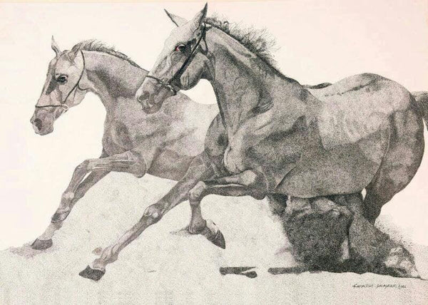 Two Running Horses Drawing by Kamalesh Salaskar | ArtZolo.com