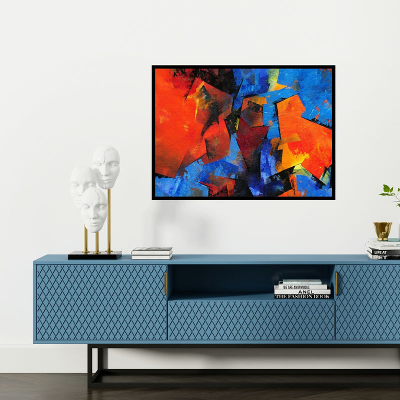 Preview of 'Two Worlds' Painting by Siddhesh Rane shown on a wall in a furnished room.
