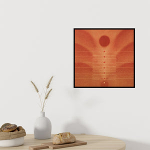 Preview of 'Udaan (The Cosmic Dance)' Painting by Hanumanth Devulapalli shown on a wall in a furnished room.