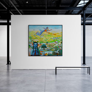 In-situ view of Sanju Das's 'Udaan (Udaan (Flight))' painting in a room
