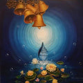 Religious acrylic painting titled 'Udita', 48x48 inches, by artist Rakhi Baid on Canvas