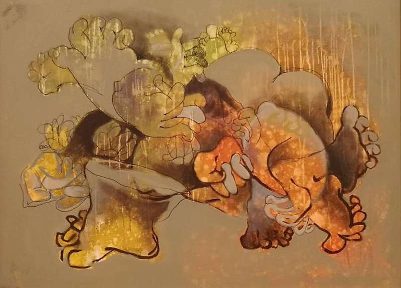 The Ultimate Disbalance 1' contemporary acrylic painting by artist Rasana Bhardwaj, 36x48 inch, on canvas