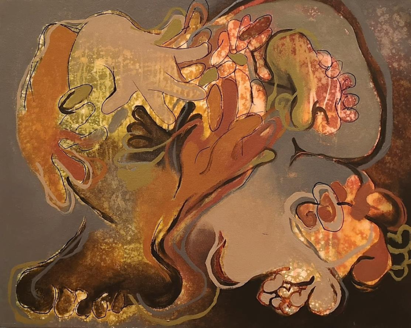 The Ultimate Disbalance 2' contemporary acrylic painting by artist Rasana Bhardwaj, 24x30 inch, on canvas