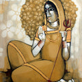 Uma 2' figurative acrylic painting by artist Sekhar Roy, 42x36 inch, on canvas