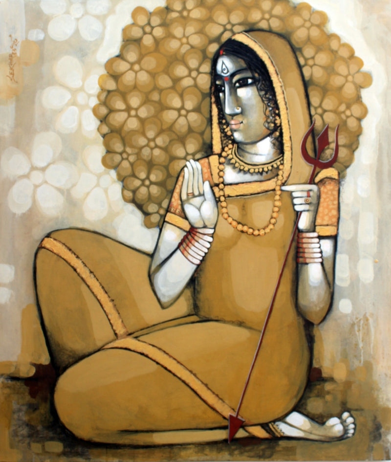 Uma 2' figurative acrylic painting by artist Sekhar Roy, 42x36 inch, on canvas