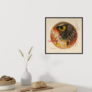 Preview of 'Under Surveillance 2 (Watching Over)' Painting by Amalesh Das shown on a wall in a furnished room.