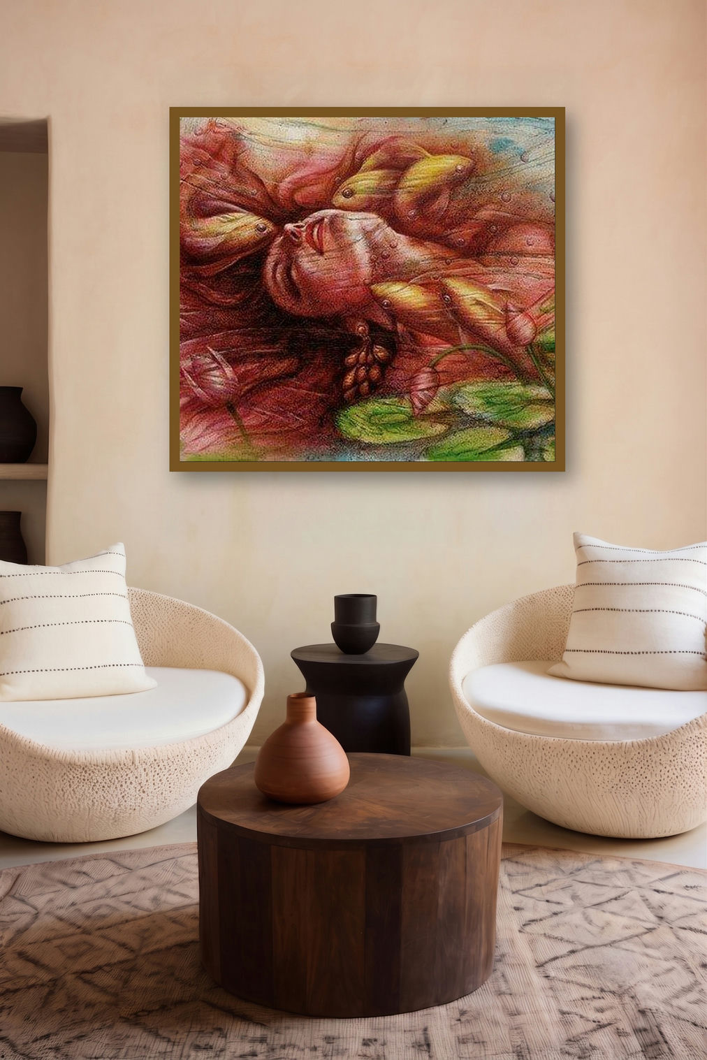 Under Water (Submerged in Dreams) by artist Darshan Sharma displayed in a Curated gallery