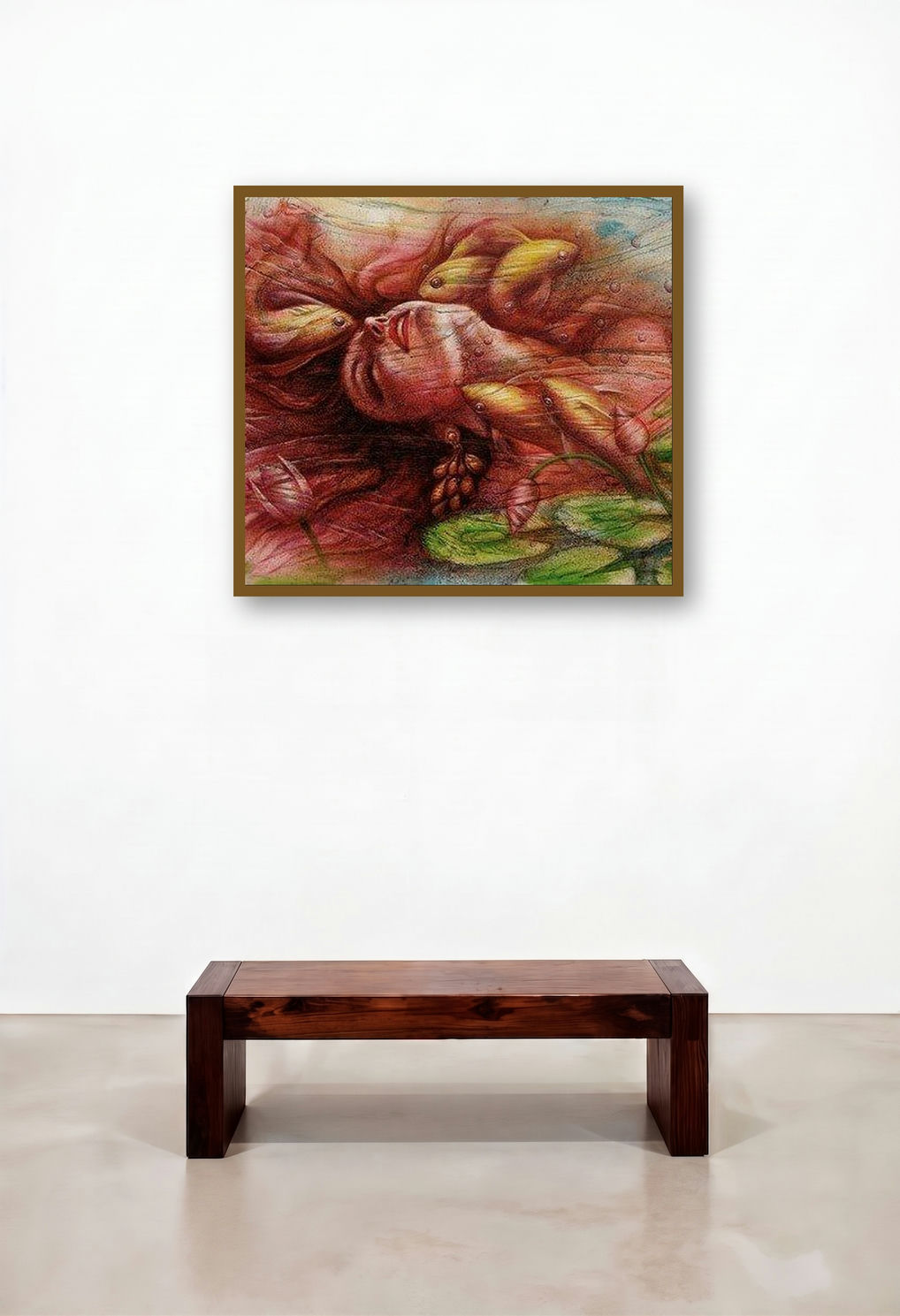 Under Water (Submerged in Dreams) by artist Darshan Sharma displayed in a Contemporary Hallway