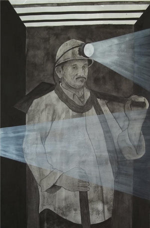 Underground by Sudhir Bagde, Original Watercolor Figurative Painting on Paper, Medium Vertical Wall Art