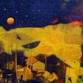 Figurative acrylic painting titled 'Underneath the Stars', 12x48 inches, by artist Mukesh Salvi on Canvas