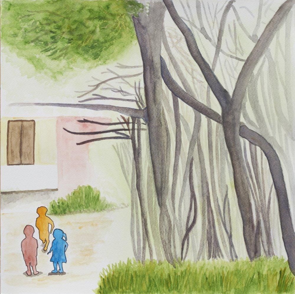 Nature watercolor artcontent titled 'Unfettered', 12x12 inches, by artist Srinivasan R on paper