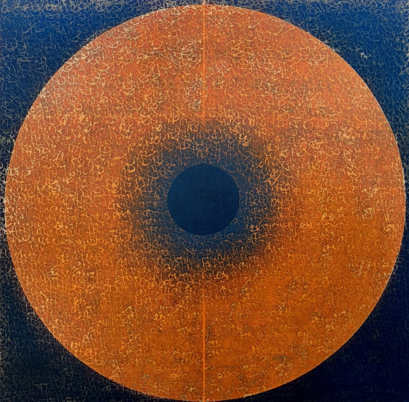 Unfolding Glow' contemporary mixed-media painting by artist Pradeep Ahirwar, 48x48 inch, on canvas