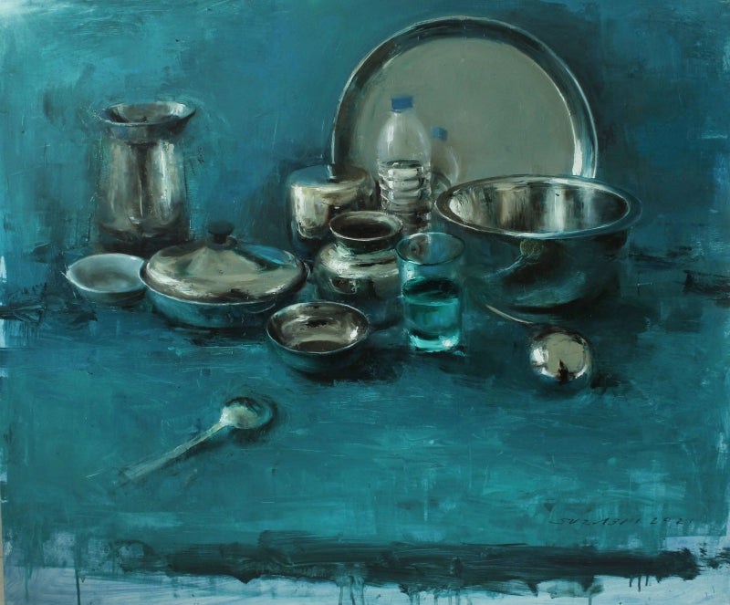 The Union' still-life oil painting by artist Surabhi Gulwelkar, 30x36 inch, on linen