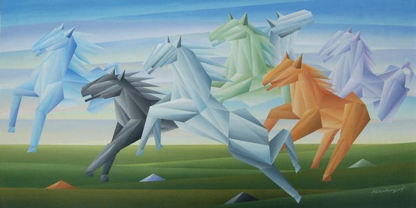 Unit Of Horses Painting By Nirakar Chowdhury